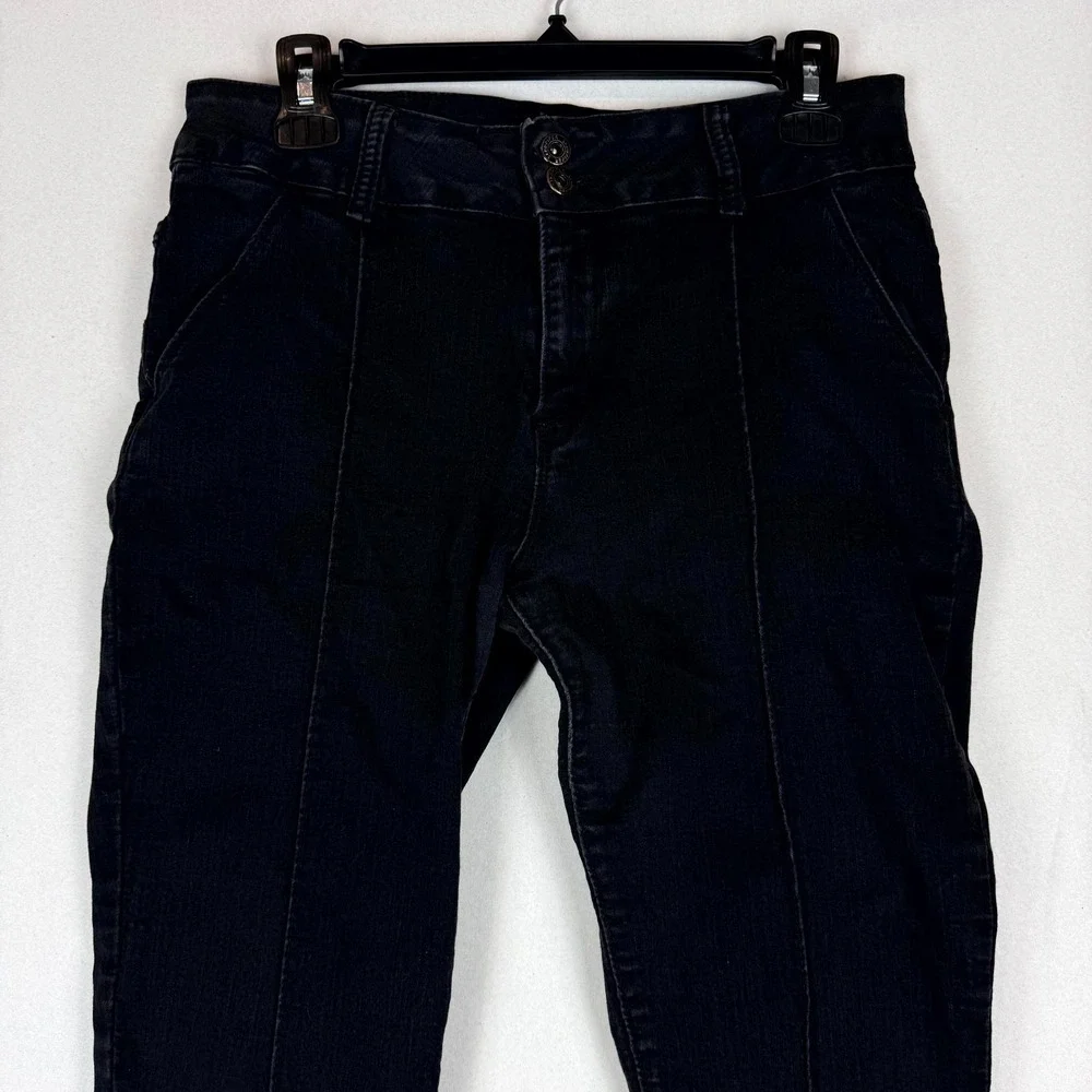 Sandpiper Jeans Womens 12P Black Cotton‎ Stretch Denim Dark Wash Seamed Front